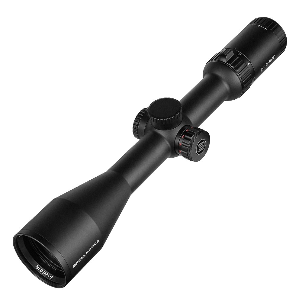 Spina Opticse Tactical 2-12X50 Wa IR Wide Angle Clear View Scope with Center DOT Illuminated Hunting Riflescope Fit Low Light