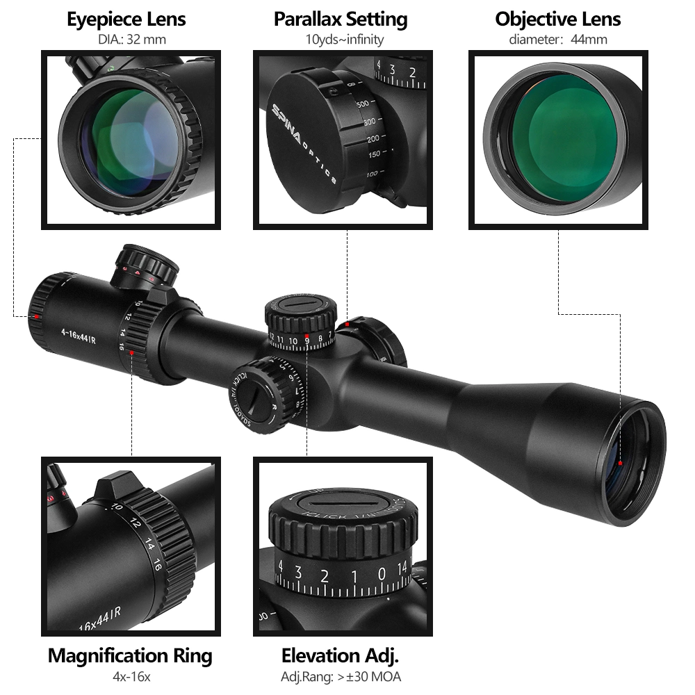 High Quality Spina Optics Riflescope 4-16X44 IR Optical Tactical Scopes Le Viseur Hunting for Hunting Support