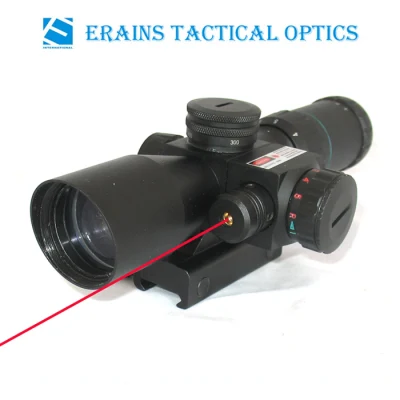 Cannocchiale telescopico per armi compatto 2.5-10X32, bersaglio rosso-verde, reticolo Mil-DOT, mirino laser rosso montato lateralmente (certificato FDA)